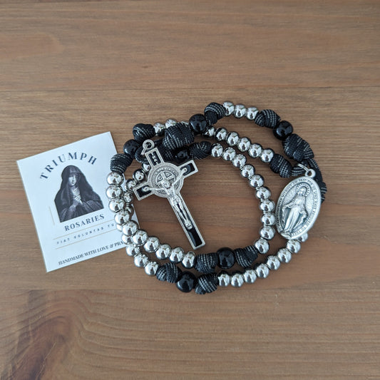 Triumph Paracord Rosary [Black/Grey]