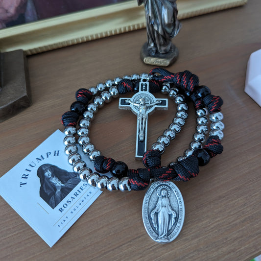 Triumph Paracord Rosary [Black & Red]